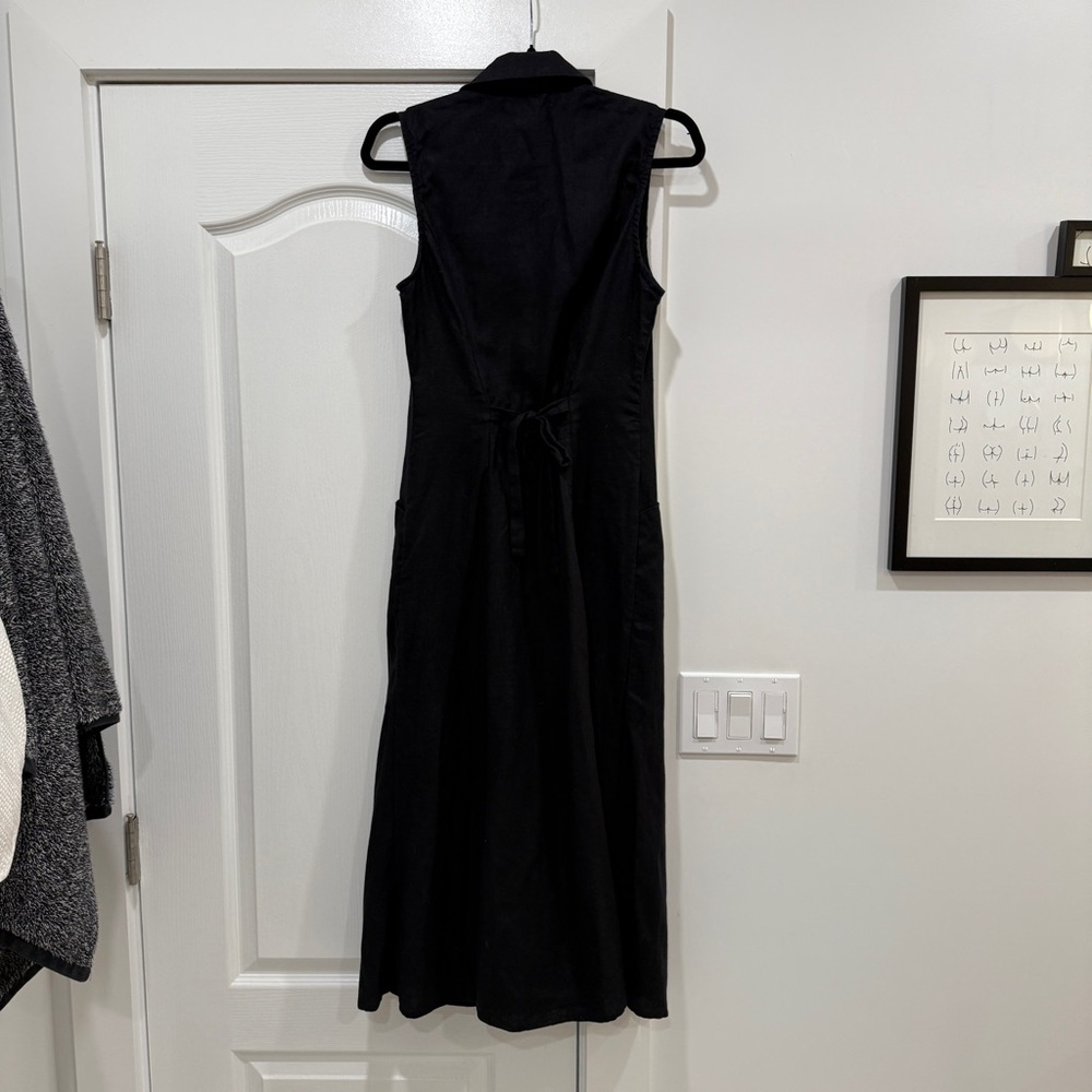 Reformation Greene Linen Dress Black - Size 2 - Picture 4 of 8